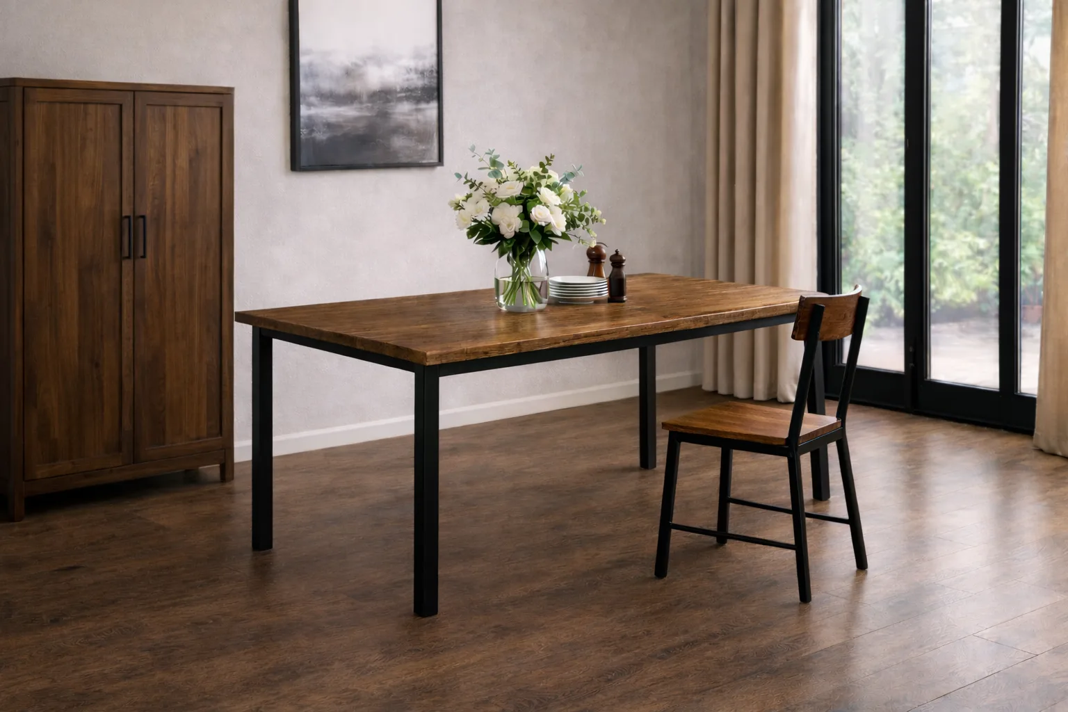 Mesa de Comedor — Estilo Industrial